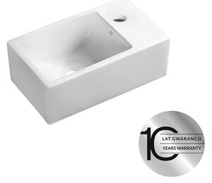Laveo Kvadrato, keramické umývadlo 355x210x130 mm, pravé, biela lesklá, LAV-VUK_6135