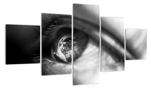 Čiernobiely obraz - detail oka (Obraz 125x70cm)