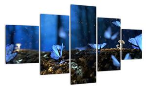 Obraz - modrí motýle (Obraz 125x70cm)