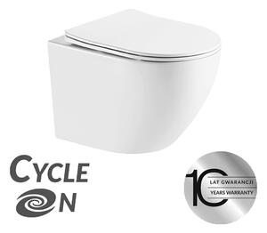Laveo Desna Cycleon 2.0, závesná WC misa s toaletným sedadlom z duroplastu, Vortex splachovanie, biela lesklá, LAV-VMD_610S