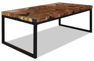 Konferenčný stolík, teakové drevo a živica 110x60x40 cm