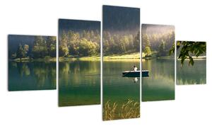 Obraz loďky na jazere (Obraz 125x70cm)