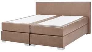 EU super king size 180x200 cm kontinentálna posteľ hnedá eko koža s vreckovým pružinovým matracom