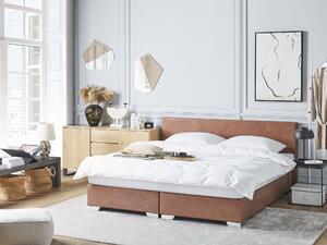 EU super king size 180x200 cm kontinentálna posteľ hnedá eko koža s vreckovým pružinovým matracom