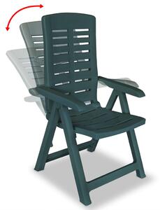 Sklápacie záhradné stoličky 2 ks, plast, zelené