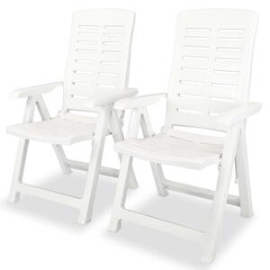 Sklápacie záhradné stoličky 2 ks, plast, biele