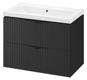 Cersanit Tirso, závesná umývadlová skrinka 794x447x572 mm + keramické umývadlo, čierna matná, S801-587