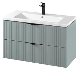 Cersanit Tirso, závesná umývadlová skrinka 994x447x572 mm + keramické umývadlo, zelená matná, S801-546