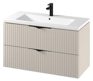 Cersanit Tirso, závesná umývadlová skrinka 994x447x572 mm + keramické umývadlo, béžová matná, S801-548