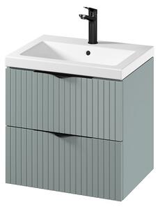Cersanit Tirso, závesná umývadlová skrinka 594x447x572 mm + keramické umývadlo, zelená matná, S801-544