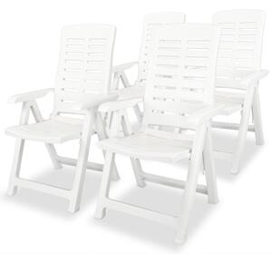 Sklápacie záhradné stoličky 4 ks, plast, biele