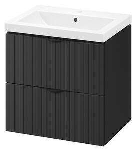 Cersanit Tirso, závesná umývadlová skrinka 594x447x572 mm + keramické umývadlo, čierna matná, S801-586