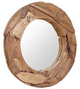 Dekoratívne zrkadlo z teakového dreva, 80 cm, okrúhle