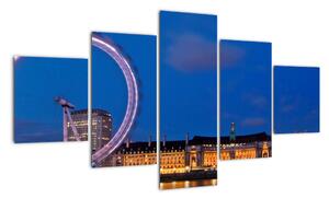 Londýnske oko v noci - obraz (Obraz 125x70cm)