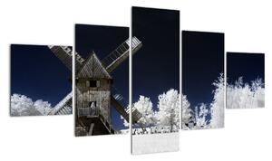 Veterný mlyn v zimnej krajine - obraz (Obraz 125x70cm)