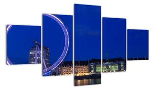 Nočné Londýnske oko - obrazy (Obraz 125x70cm)