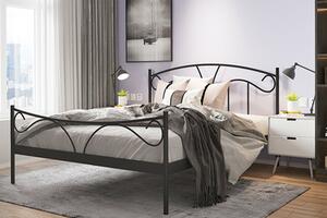 Kovová posteľ s roštom čierna VIVA 140x200 cm