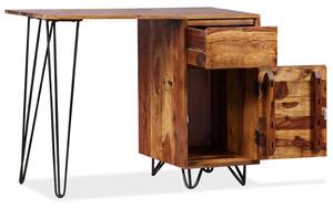 Písací stôl s 1 zásuvkou a 1 skrinkou, masívne sheesamové drevo