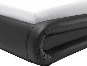 Platformová posteľ čierna eko koža s úložným priestorom EU king size 160 x 200 cm zaoblený dizajn
