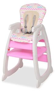 Vysoká detská jedálenská stolička s pultíkom 3-v-1, ružová