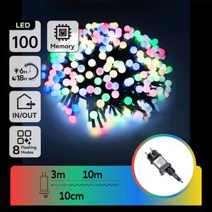 Aigostar - LED RGBY Vonkajší dekoratívny svetelný reťazec 100xLED/3,6W/230V/8 funkcií 10m IP44