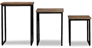 Stohovateľné konferenčné stolíky, 3 kusy, recyklované teakové drevo