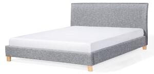Rám postele čalúnený sivý látkový drevené nohy EU veľkosť super king size 180x200 cm rošt s čelnou doskou minimalistický škandinávsky štýl