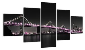 Nočný osvetlený most - obraz (Obraz 125x70cm)