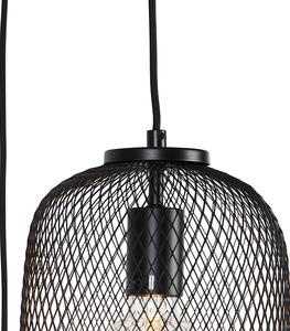 Priemyselná závesná lampa čierna 45 cm 3-svetlá - Bliss Mesh