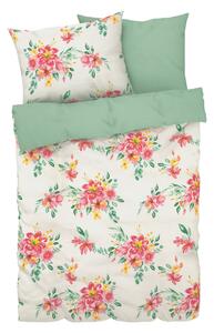 Livarno Home Saténová posteľná bielizeň, 200 x 220 cm, 70 x 90 cm (kvety/biela/ružová) (100344977)