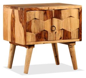Nočný stolík s 1 zásuvkou, masívne sheeshamové drevo