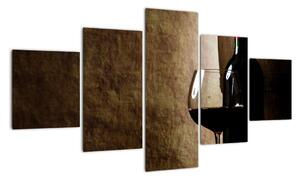 Fľaša vína - moderný obraz (Obraz 125x70cm)