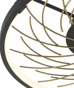 Dizajnové stropné svietidlo čierne so zlatým 3-stupňovým stmievateľným - Spaak