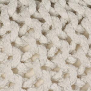 Ručne pletená bavlnená taburetka, 50x35 cm, biela