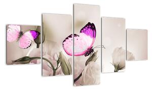 Motýľ na kvetine - obraz (Obraz 125x70cm)