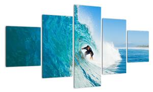 Surfer na vlne - moderný obraz (Obraz 125x70cm)