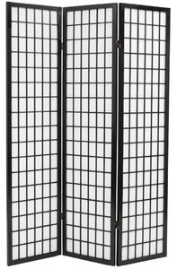 Skladací paraván s 3 panelmi, japonský štýl 120x170 cm, čierny