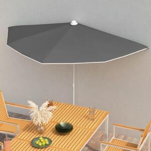 Maison Exclusive – polotieňový slnečník so stĺpom 180 x 90 cm, antracitová farba