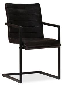 Jedálenské stoličky 6 ks, antracitové, pravá koža