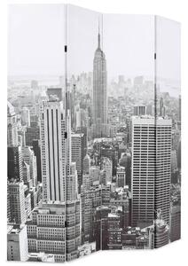 Skladací paraván 160x170 cm, potlač New Yorku, čierno biela