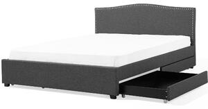 Rám postele čalúnený sivý polyesterové čalúnenie úložný priestor super king size 180x200 cm tradičný dizajn