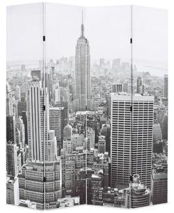 Skladací paraván 160x170 cm, potlač New Yorku, čierno biela