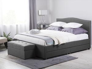 Rám postele čalúnený sivý polyesterové čalúnenie úložný priestor super king size 180x200 cm tradičný dizajn