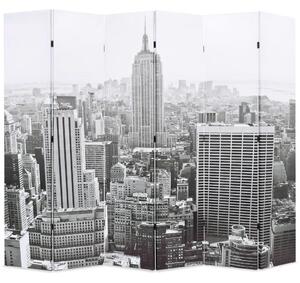 Skladací paraván 228x170 cm, potlač New Yorku, čierno-biely