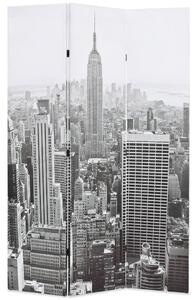 Skladací paraván 120x170 cm, potlač New Yorku, čierno biela