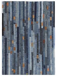 Koberec z rifľoviny v štýle patchwork 120x170 cm, denim, modrý