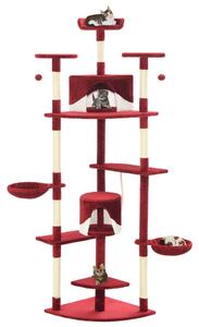 Škrabadlo pre mačky so sisalovými stĺpikmi, 203 cm, červené a biele