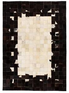 Koberec z kúskov pravej kože, 80x150 cm, štvorcový, čierno-biely