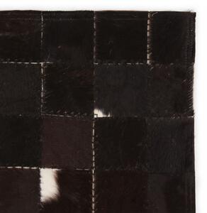Koberec z kúskov pravej kože, 80x150 cm, štvorcový, čierno-biely