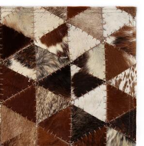 Koberec z kúskov pravej kože, 120x170 cm, trojuholníkový, hnedo-biely